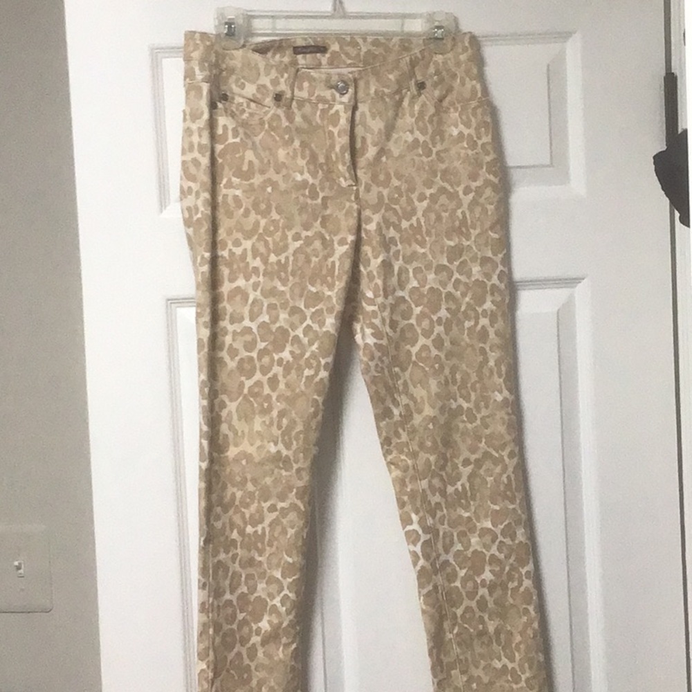 Beige Leopard Print Skinny Pants
